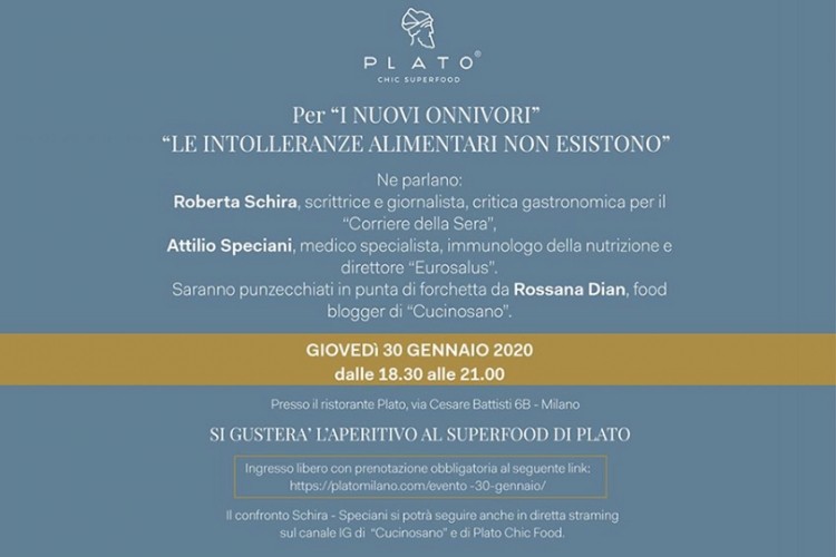 Il 30 gennaio, a Milano, per "i nuovi onnivori", "le intolleranze alimentari non esistono"