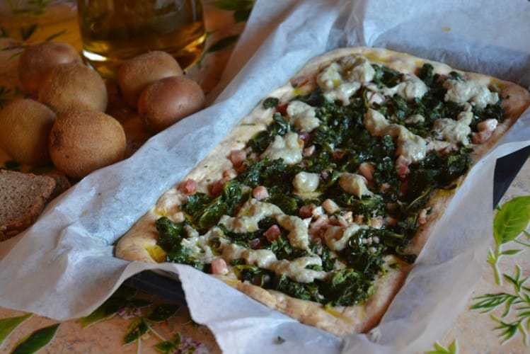 Pizza integrale di spinaci