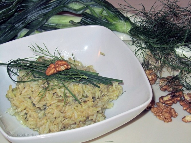 Risotto con finocchietto selvatico e porri