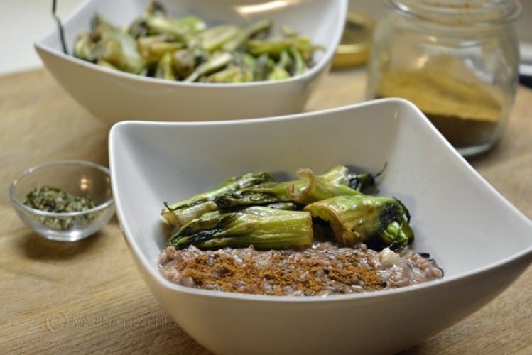 Risotto di riso integrale con puntarelle e curry